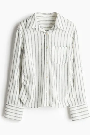 H&M Leinenbluse mit Raffungen - Weiß
