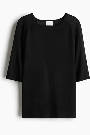 H&M Gestricktes T-Shirt - Schwarz