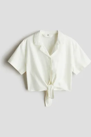 H&M Kurzbluse mit Knotendetail - Weiß