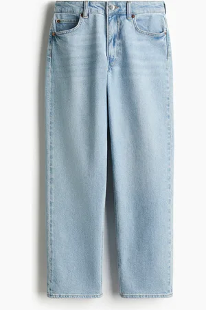 H&M Slim Straight High Ankle Jeans - Blau
