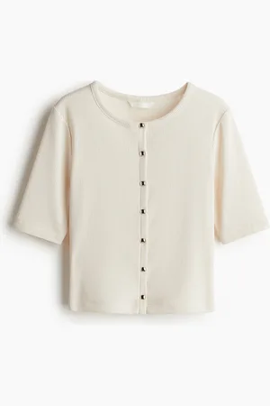 H&M Gerippter Jersey-Cardigan - Beige