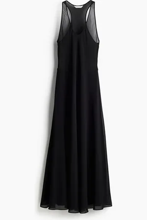H&M Ärmelloses Chiffonkleid - Schwarz