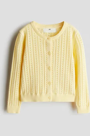 H&M Baumwoll-Cardigan in Pointellestrick - Gelb