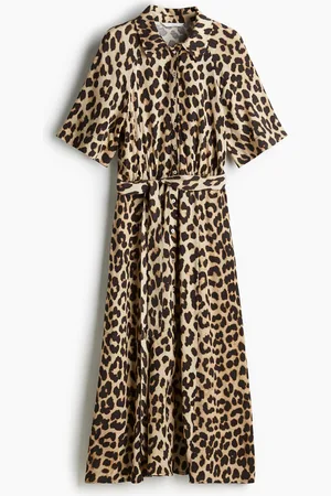 H&M Blusenkleid mit Bindegürtel - Grau