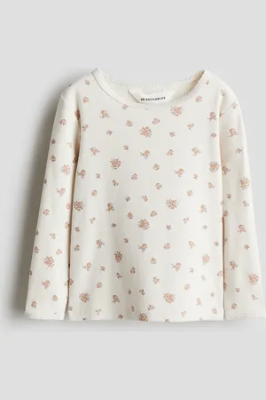 H&M Geripptes Baumwollshirt - Weiß