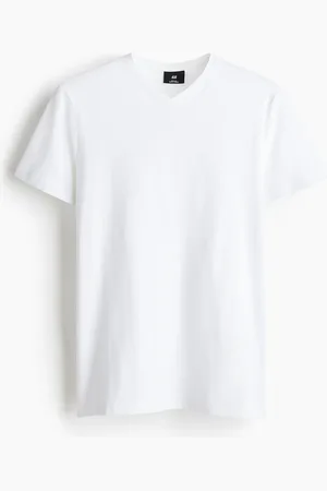 H&M T-Shirt mit V-Ausschnitt Slim Fit - Weiß