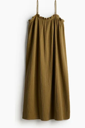H&M Baumwollkleid mit Volants - Grün