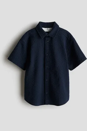 H&M Hemd aus Baumwoll-Seersucker - Blau