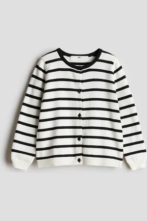 H&M Baumwoll-Feinstrickcardigan - Schwarz