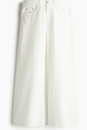 H&M Baggy Wide Low Jeans - Weiß