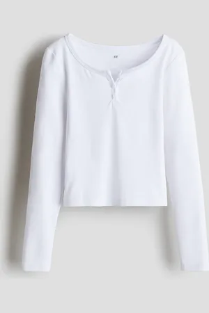 H&M Langarmshirt aus Jersey - Weiß