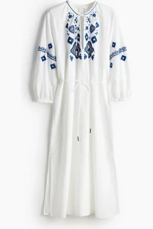 H&M Besticktes Kleid - Weiß