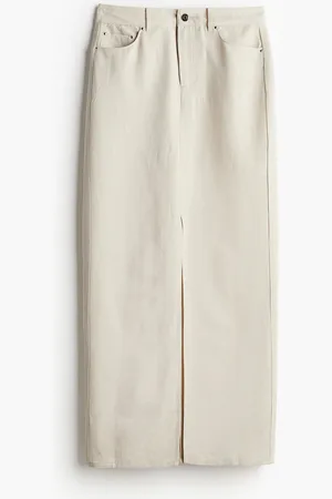H&M Langer Rock aus Leinenmix - Beige