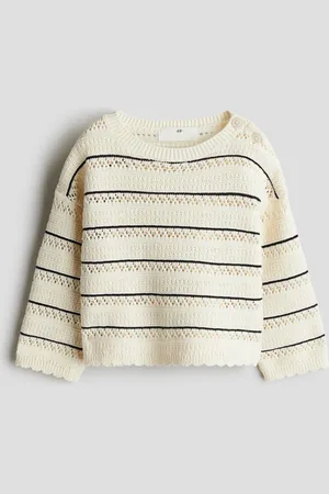 H&M Baumwollpullover aus Pointellestrick - Weiß