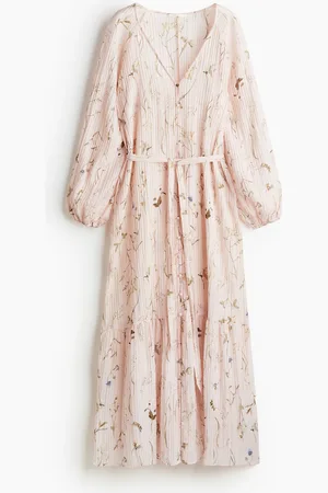 H&M Crêpe-Kleid mit Bindegürtel - Orange