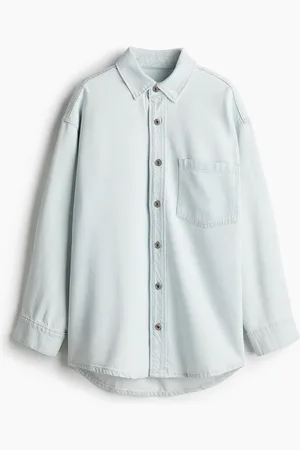 H&M Feather Soft Denimbluse in Oversize - Blau