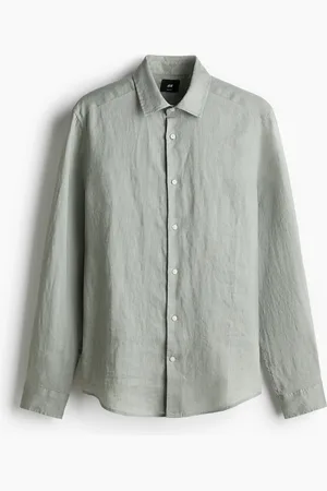 H&M Leinenhemd in Slim Fit - Grün