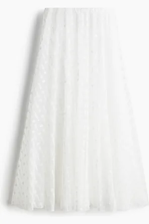 H&M Bestickter Meshrock - Weiß