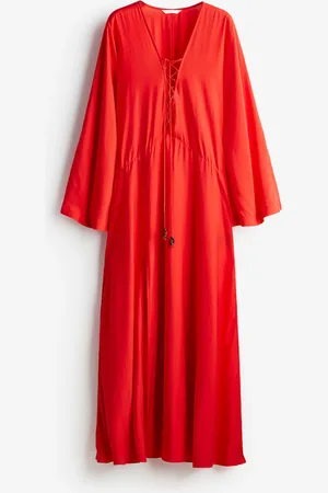 H&M Kaftankleid mit Schnürung - Rot