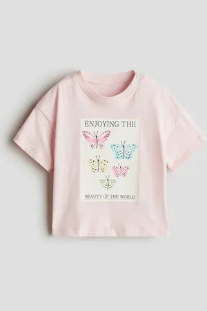 H&M Baumwoll-T-Shirt mit Print - Pink