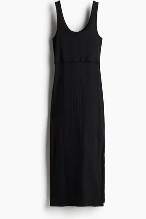 H&M MAMA Geripptes Stillkleid - Schwarz
