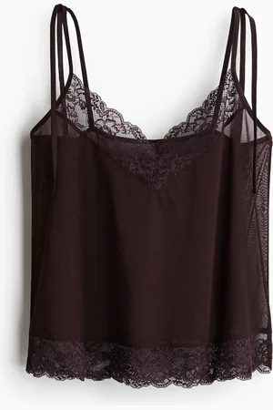 H&M Top mit Spitzenbesatz und Bindeträgern - Rot