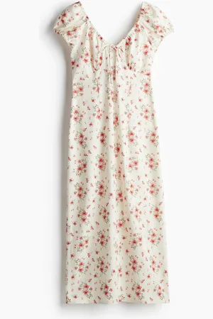 H&M Maxikleid mit Bindebändern - Weiß