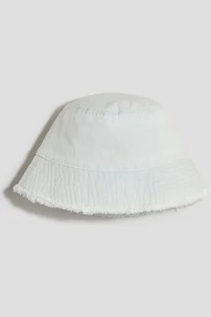H&M Bucket Hat aus Denim mit ausgefransten Kanten - Blau