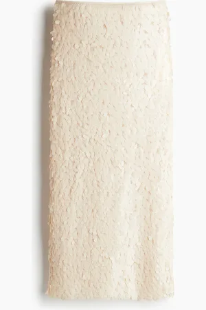 H&M Paillettenrock in Midi-Länge - Beige