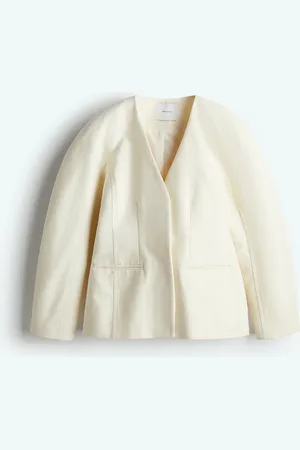H&M Kragenloser Twillblazer - Weiß