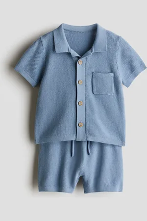 H&M Zweiteiler aus Baumwollstrick - Blau