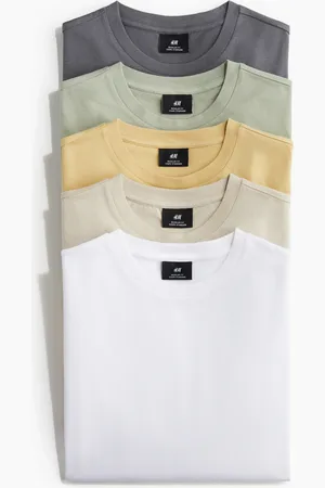 H&M 5er-Pack T-Shirts in Regular Fit - Beige