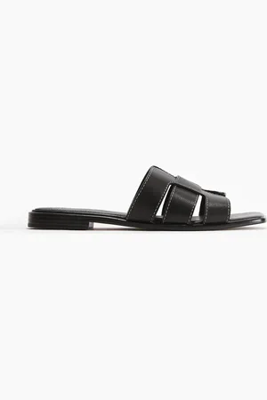 H&M Ledersandalen - Schwarz