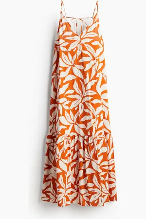H&M Langes Kleid in A-Linie - Orange
