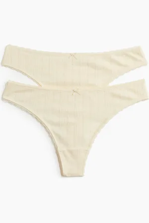 H&M 2er-Pack Tangas mit Pointellemuster - Gelb