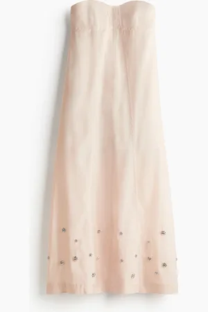 H&M Bandeau-Kleid mit Verzierungen - Pink