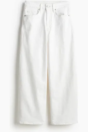 H&M Wide High Cropped Jeans - Weiß