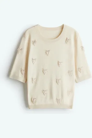 H&M Shirt mit Perlenverzierungen - Weiß