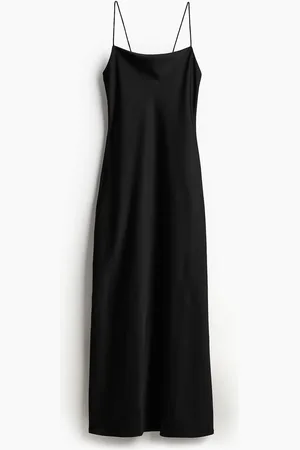 H&M Rückenfreies Satinkleid - Schwarz