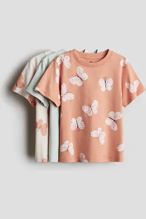H&M 3er-Pack Jerseyshirts mit Print - Orange