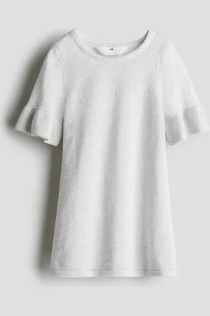 H&M Schimmerndes Strickkleid - Weiß