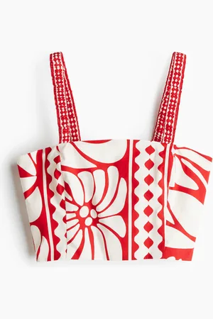 H&M Crop-Top aus Popeline - Rot