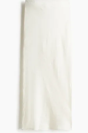 H&M Maxirock aus gecrinkeltem Satin - Weiß