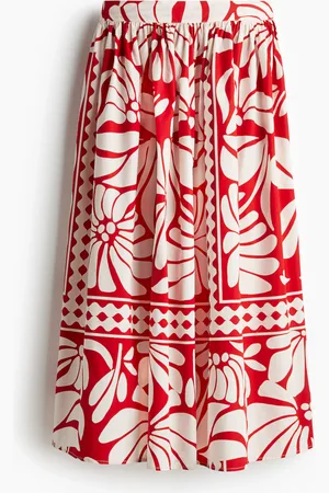 H&M Maxirock aus Popeline - Rot