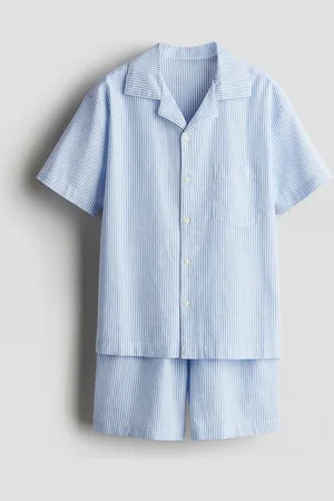 H&M Pyjama aus Baumwollpopeline - Blau