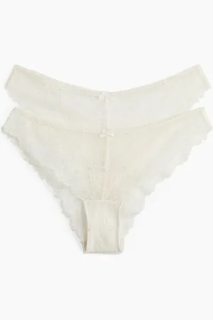 H&M 2er-Pack Spitzenslips Cheeky - Weiß