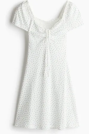 H&M Ausgestelltes Kleid mit Spitzenbesatz - Weiß