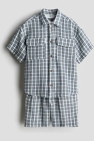 H&M Zweiteiler aus Baumwollmusselin - Blau