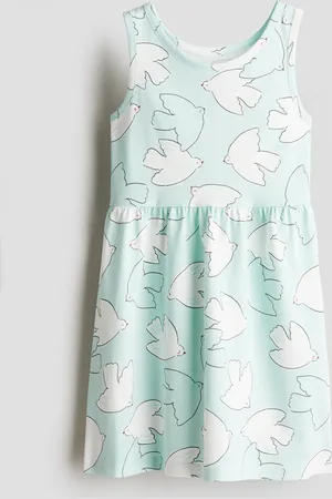 H&M Gemustertes Baumwollkleid - Türkis