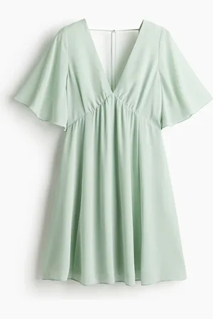 H&M Chiffonkleid mit V-Ausschnitt - Grün